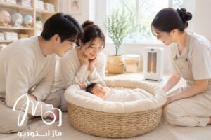آماده سازی محیط کاملا بهداشتی و ایمن آتلیه نوزاد با پتو های تمیز و نور طبیعی فراوان